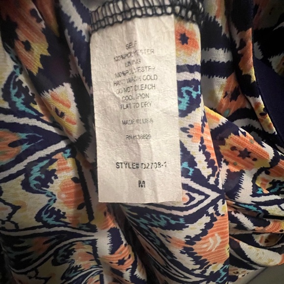 Orange and Blue Ruffled Mini Sundress with Spaghetti Straps - Picture 3 of 5